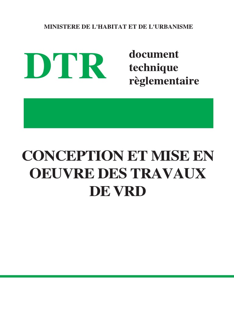 DTR VRD – Conception et mise en œuvre des travaux de VRD
